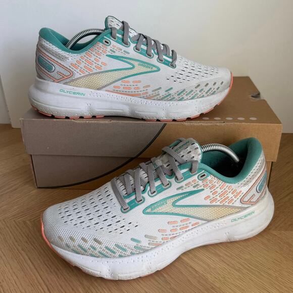 Brooks Glycerin 20 Grey/Turquoise Women Running Sneakers - SZ 8.5 - Picture 1 of 15